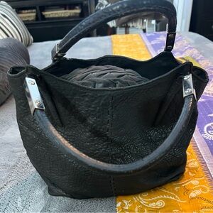 Stuart Weitzman Black Textured Shoulder Bag